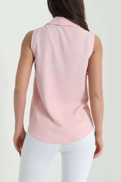Pembe Kolye Detay Düğmeli Jessica Kadın Bluz 459480
