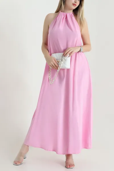 Pembe Kolyeli Tensel Modal Kadın Elbise 469766