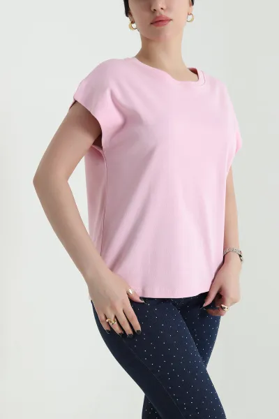 Pembe Kompak Kadın Kolsuz Tişört 453296
