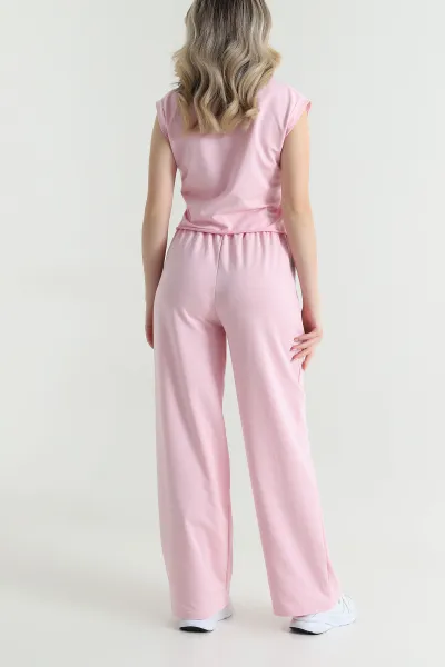 Pembe Kristal Bel Lastikli Kadın İkili Takım 465944