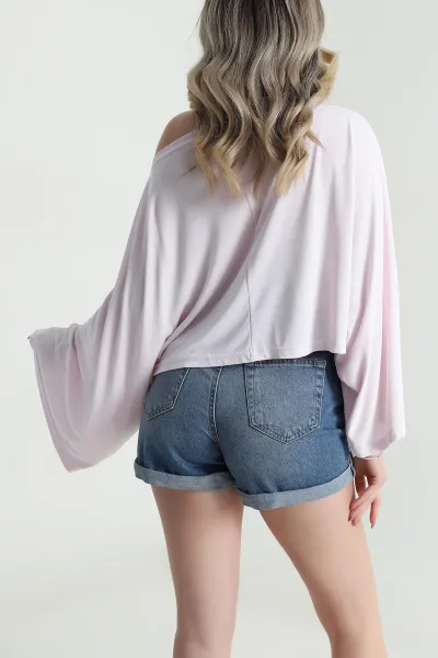Pembe Kupralı Salaş Kadın Bluz 479558