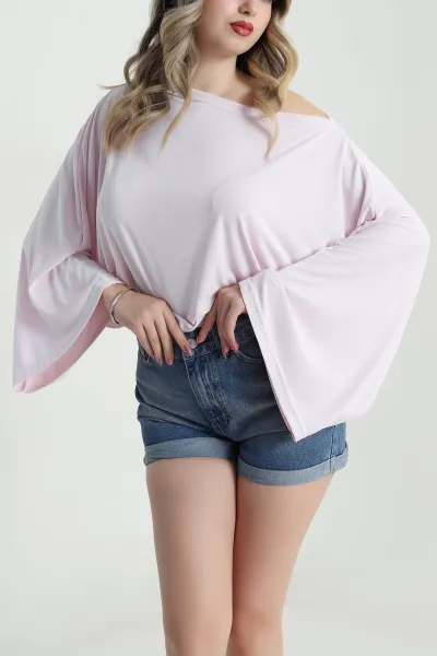 Pembe Kupralı Salaş Kadın Bluz 479558