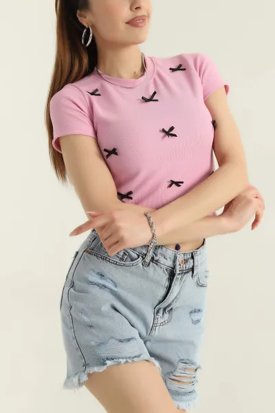 Pembe Kurdela Tasarım Ottoman Bluz 356010