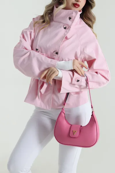 Pembe Kuşaklı Yeni Sezon Kadın Trençkot 496452