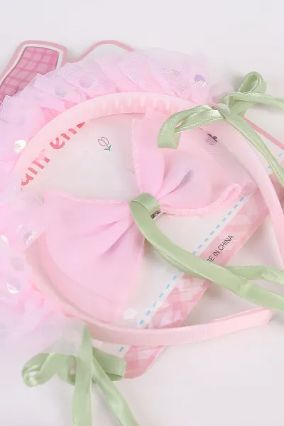 Pembe Lale Model Taç ve Toka Seti 485803