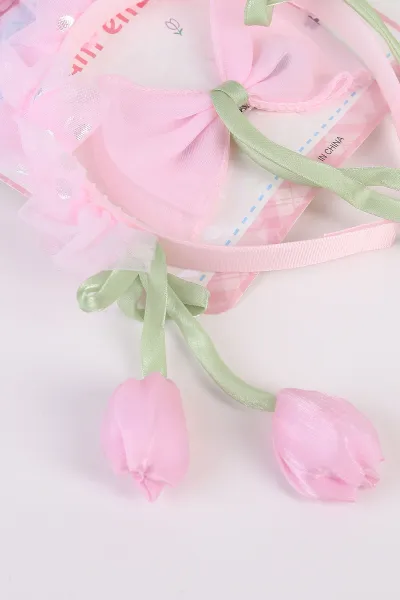 Pembe Lale Model Taç ve Toka Seti 485803