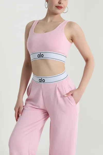 Pembe Likralı Cepli Modal Kadın İkili Takım 472715