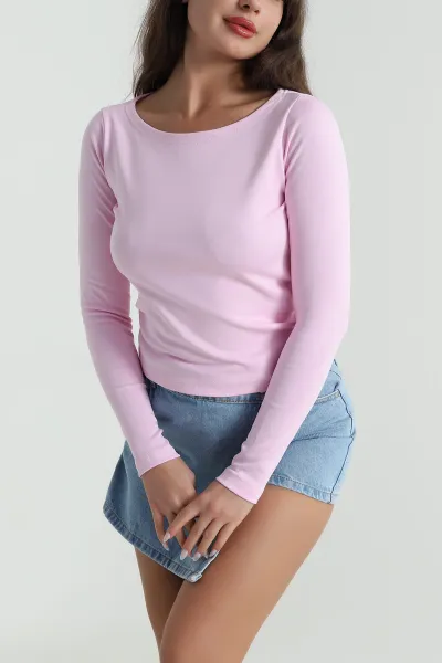 Pembe Likralı İnterlok Kadın Bady 485488