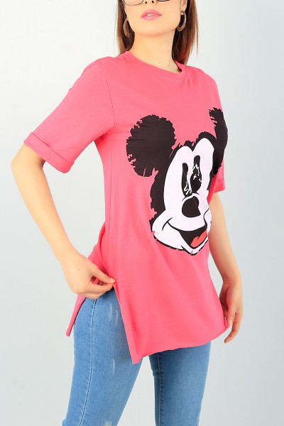 Pembe Mıckey Baskılı Bayan Tişört 66308