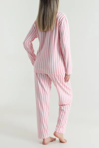 Pembe Milan Soft Düğmeli Kadın Pijama Takımı 488928