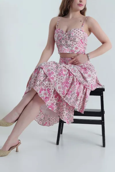 Pembe Modal Empirme Etek Crop İkili Takım 473624
