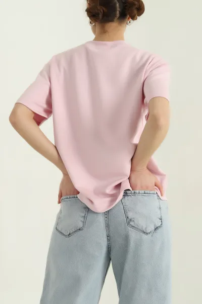 Pembe Modal Kumaş Tişört 337034