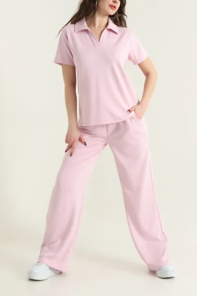 Pembe Modal Likralı Cepli Kadın İkili Takım 432944