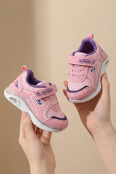 Pembe Mor ( 22 - 25 ) Işıklı File Detaylı Kız Bebek Spor Ayakkabı 432780