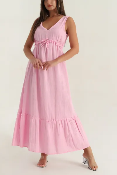 pembe-muslin-keten-kadin-elbise-380006