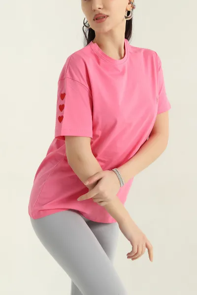 Pembe Nakış Detay Süprem Kadın Tişört 354493