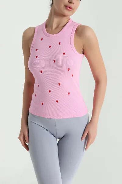 Pembe Nakışlı Ottoman Kadın Atlet Bluz 460682