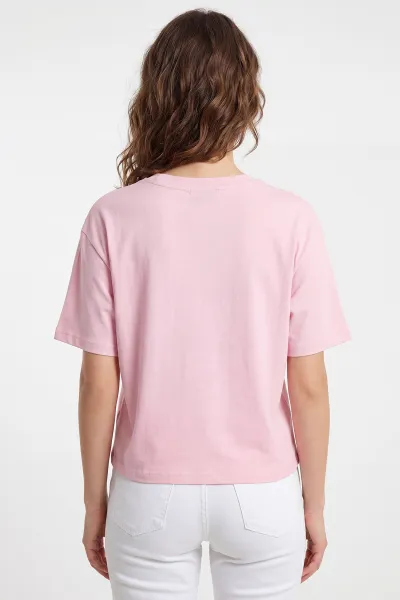 Pembe Nakışlı Ribana Kadın Tişört 451055
