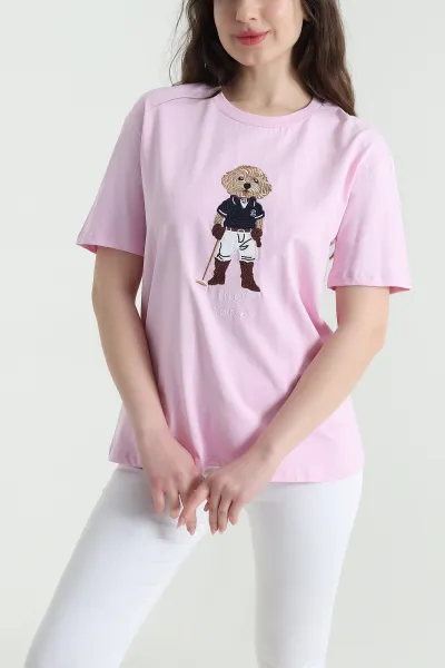 Pembe Nakışlı Süprem Kadın Tişört 453465