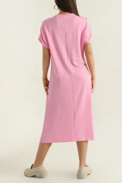 Pembe Omuz Detay Modal Kadın Elbise 373353