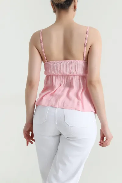Pembe Örme Askılı Kadın Bluz 467217