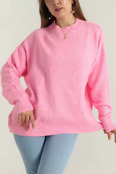 Pembe Örme Triko Kadın Kazak 408892