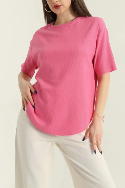 Pembe Oval Kesim Kadın Bluz 347097