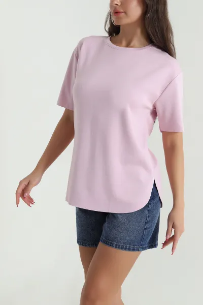 Pembe Oval Kesim Oysho Kadın Tişört 474966