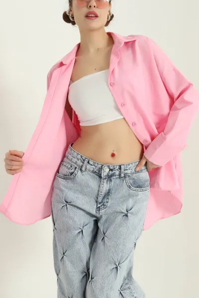 pembe-oversize-bayan-poplin-gomlek-337010