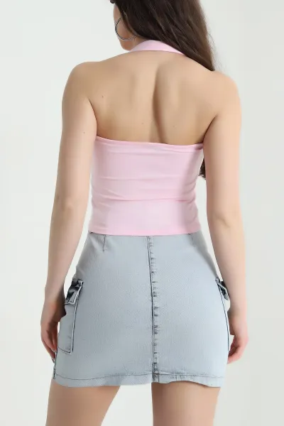 Pembe Oysho Likralı Kadın Bluz 451424