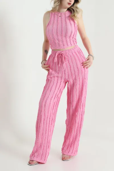 Pembe Pantolon Bluz Kadın İkili Takım 456794