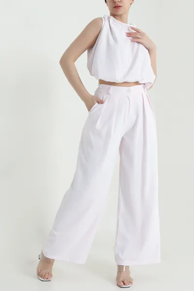 Pembe Pantolon Bluz Linda Kadın İkili Takım 460296