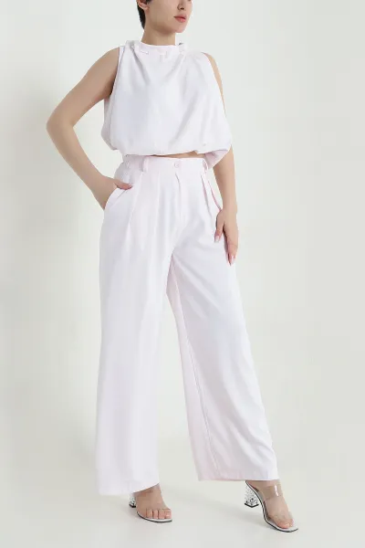 Pembe Pantolon Bluz Linda Kadın İkili Takım 460296