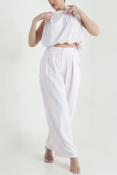 Pembe Pantolon Bluz Linda Kadın İkili Takım 460296