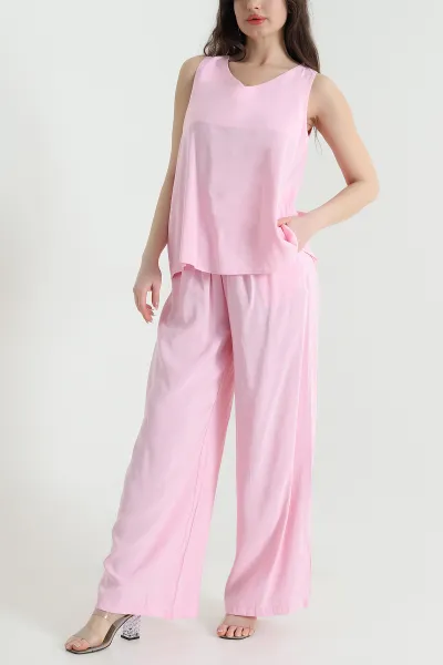 Pembe Pantolon Bluz Modal Cupra Kadın İkili Takım 454803