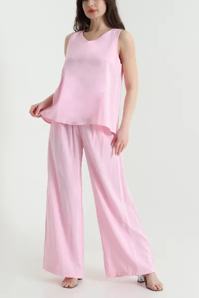 Pembe Pantolon Bluz Modal Cupra Kadın İkili Takım 454803