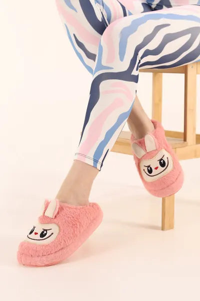 Pembe Peluş Figürlü Kadın Ev terliği 399401