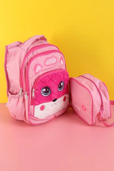 pembe-pelus-kabartma-desenli-beslenme-cantali-ikili-sirt-cantasi-seti-289162