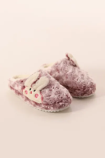 Pembe Peluş Tavşan Kulaklı Kadın Ev Terliği 389051