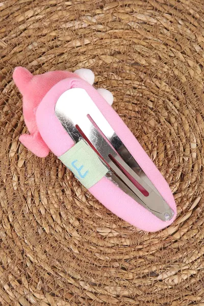 Pembe Peluş Üzeri Figür Nakışlı Çıt Toka 470857