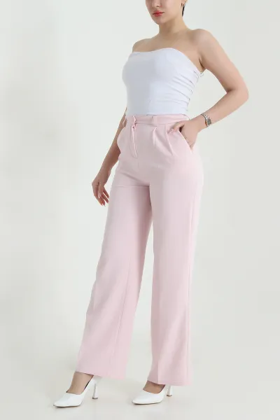 Pembe Pileli Cepli Palazzo Dabıl Kadın Pantolon 461515