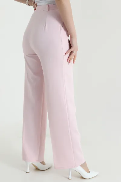 Pembe Pileli Cepli Palazzo Dabıl Kadın Pantolon 461515