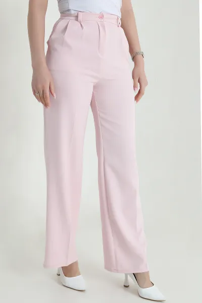 Pembe Pileli Cepli Palazzo Dabıl Kadın Pantolon 461515