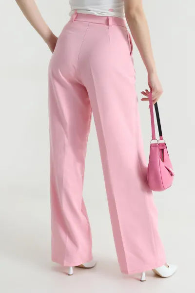 Pembe Pileli Cepli Palazzo Dabıl Kadın Pantolon 467266