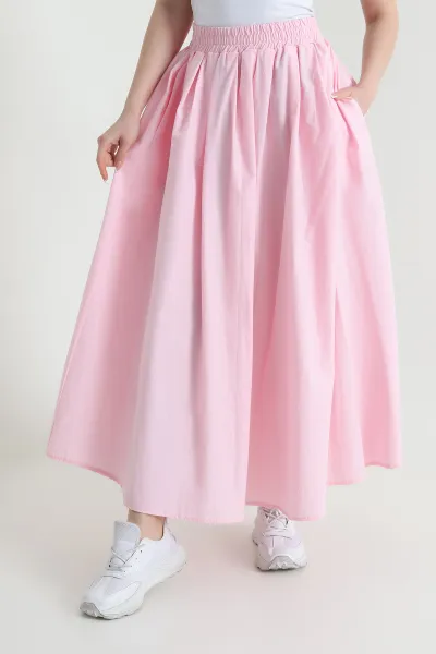 Pembe Pileli Cepli Paraşüt Kadın Etek 453963