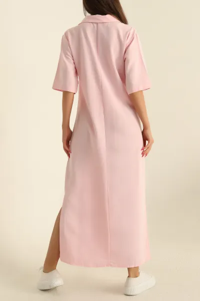 Pembe Polo Yaka Terni Elbise 281822