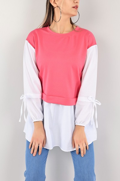 Pembe Poplin Garnili İki İp Tunik 109850