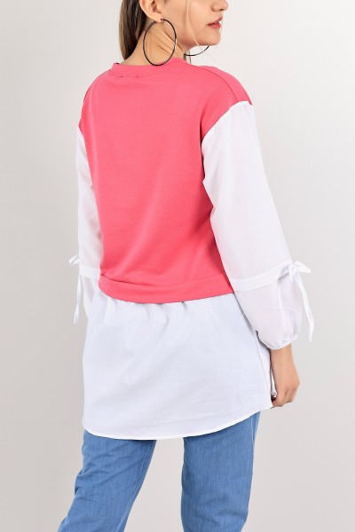 Pembe Poplin Garnili İki İp Tunik 109850