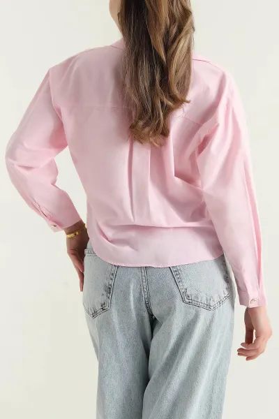 Pembe Poplin Kadın Gömlek 432528