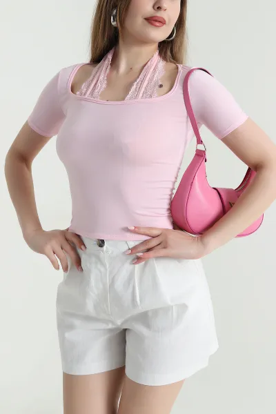 Pembe Sandy Kumaş Kadın Bluz 471329